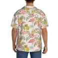 thumbnail image 5 of Easygdp Tropical Pink Flamingo Pineapple Men's Casual Short-sleeved Shirt with Pocket and Button Suitable for Beach Vacation Leisure - Large, 5 of 7