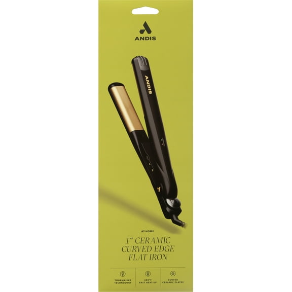 ANDIS 1" Ceramic Curved Edge Flat Iron, Black