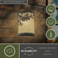 thumbnail image 3 of Douglas 1-Light 8 in. Wide Warm Bronze Indoor-Outdoor Rustic Flush Mount Wall Sconce with Metal Pinecone Cutout and Amber Flake Glass Shade, Dimmable, LED Compatible, Steel, 3 of 13