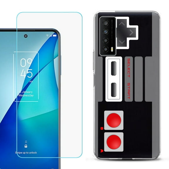 Slim-Fit Gel TPU Phone Case for TCL Stylus 5G, with Tempered Glass Screen Protector, by OneToughShield ® - Game Controller