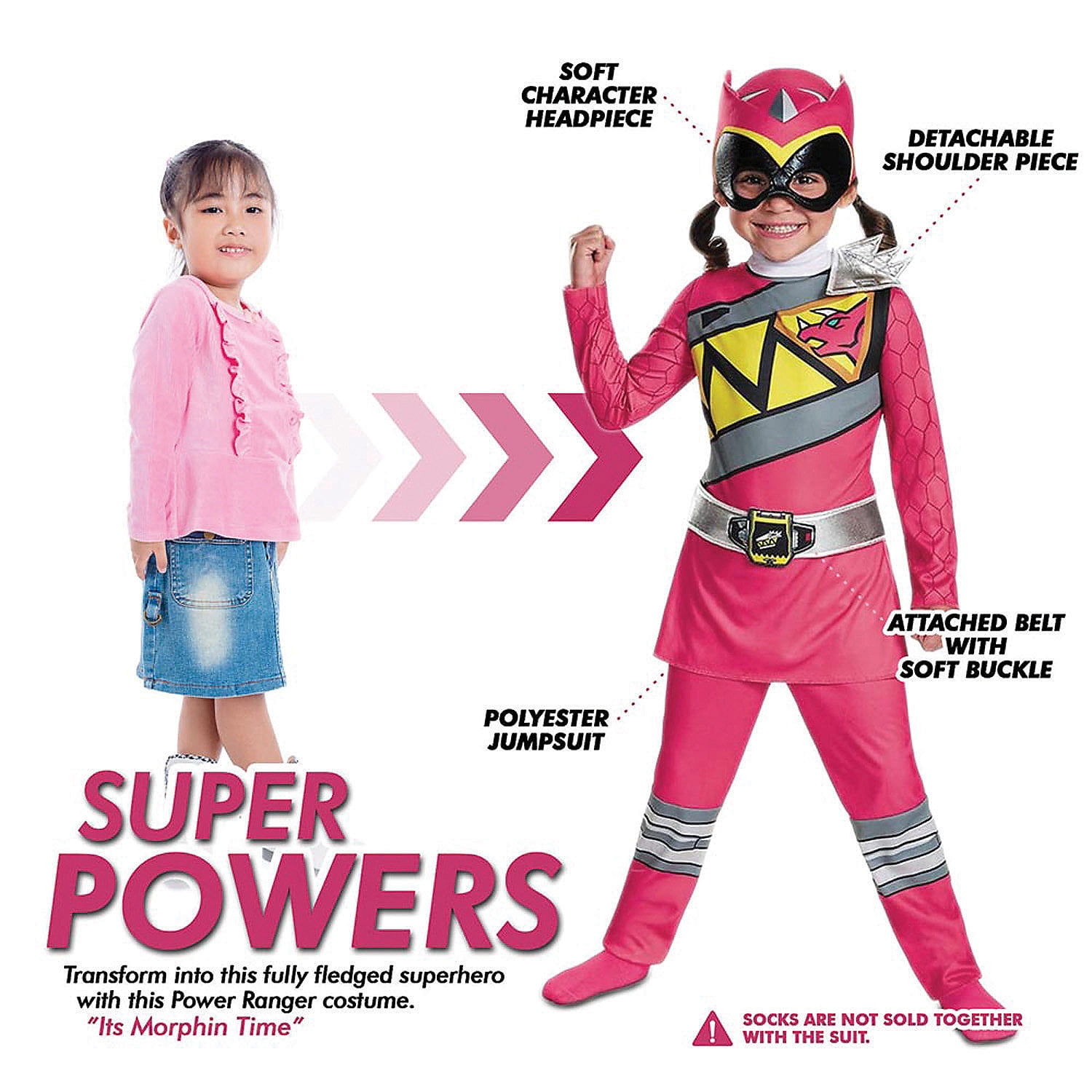 Disguise Toddler Girls' Classic Power Rangers Dino Charge Pink Ranger Costume - 4-6