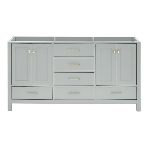 Ariel Cambridge 66 Inch Double Sink Base Cabinet In Grey