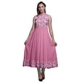 thumbnail image 1 of Bimba Kurti Longue Indienne Rose Pâle pour Femmes Tenue de Fête Imprimée Sans Manches Robe Anarkali Kurti Très Grande, 1 of 6