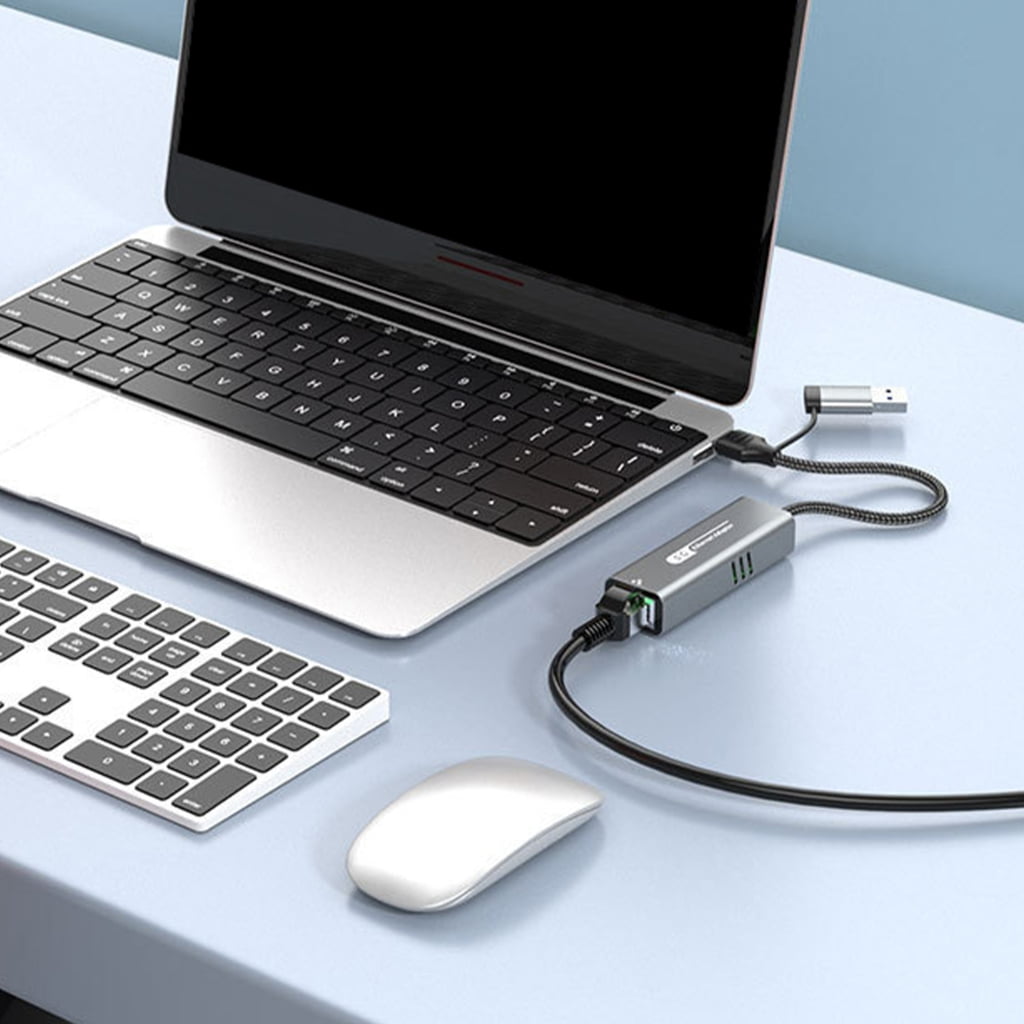 Aluminum USB Type C to RJ45 Adapter 5000Mbps Ethernet for Laptops and Tablets