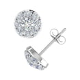 thumbnail image 2 of 1 Carat Diamond Halo Stud Earrings in 10K White Gold, 2 of 5