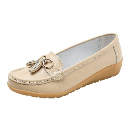 

Women s Moccasin Flats Soft Sole Leather Slip On Shoes Breathable Comfort Shoes