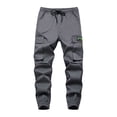 thumbnail image 2 of Huanglei Trendy Boys' Cargo Pants Lightweight Black Long Pants For Spring And Summer Outdoor Drawstring Waist Pants For Children 7 16 Years Old Boy's Cargo Joggers Pants, 2 of 5