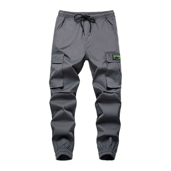 ZHOUCHANKIDS Boys Cargo Joggers Pants Lightweight Athletic Streetwear Baggy Trousers Outdoor Hiking Drawstring Waist Comfortable Kids Trousers for Spring Summer (1-Dark Gray, 14-15 Years)