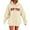 Beige, variant on XIAONU Womens Hoodies Retro Letter Print Hooded Fleece Sweatshirt Peasure Long Sleeve With Pocket Drawstring Hoodie