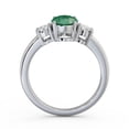 thumbnail image 3 of 1.40 Ct Oval Cut Emerald Gemstone Genuine Diamond Beautiful Three Stone Ring for Engagement 14K White Gold Size 6, 3 of 7