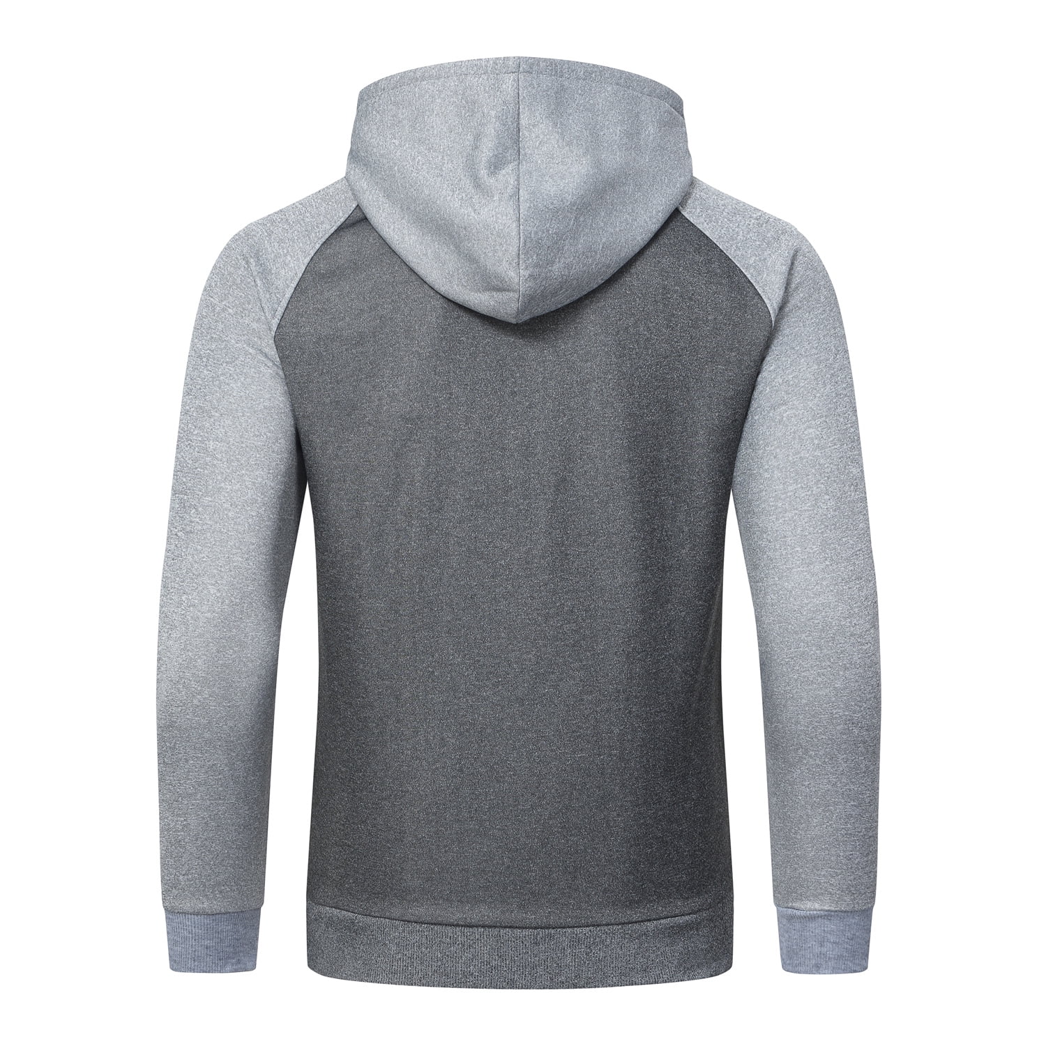 Weilanxin Men's Color Block Pullover Fleece Hoodie Casual Hooded Sweatshirts Tops Full Zip Jacket with Pocket Athletic Hoodies For Men Light Grey Contrast Dark Grey M