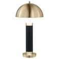 thumbnail image 3 of Black Table Lamp Set of 2, 28" Modern Dome Shade Pillar Lamps with Gold Accents, Faux Leather Base for Bedroom & Living Room, 3 of 5