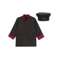 thumbnail image 3 of iiniim Unisex Long Sleeve Chef Coat Jacket with Hat Lightweight Button Restaurant Kitchen Chef Top Uniform Black 4XL, 3 of 7