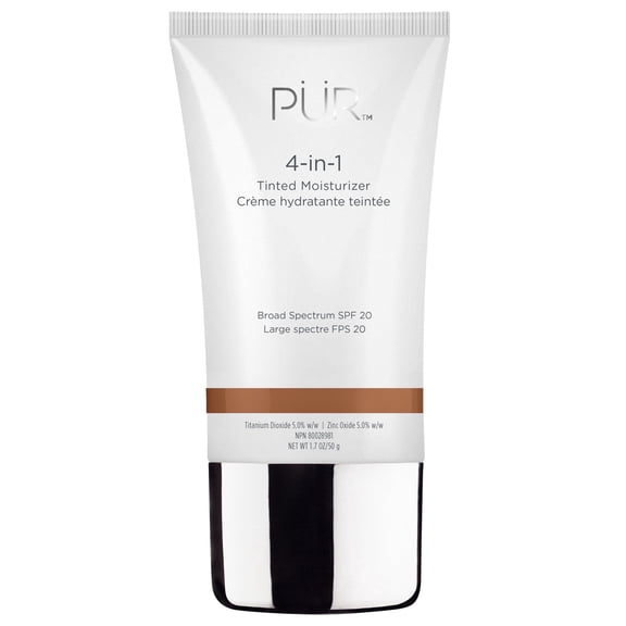 PÜR MINERALS 4-in-1 Tinted Moisturizer With SPF 20 - Hydrating Face Moisturizer, Primer, & Foundation, Dark