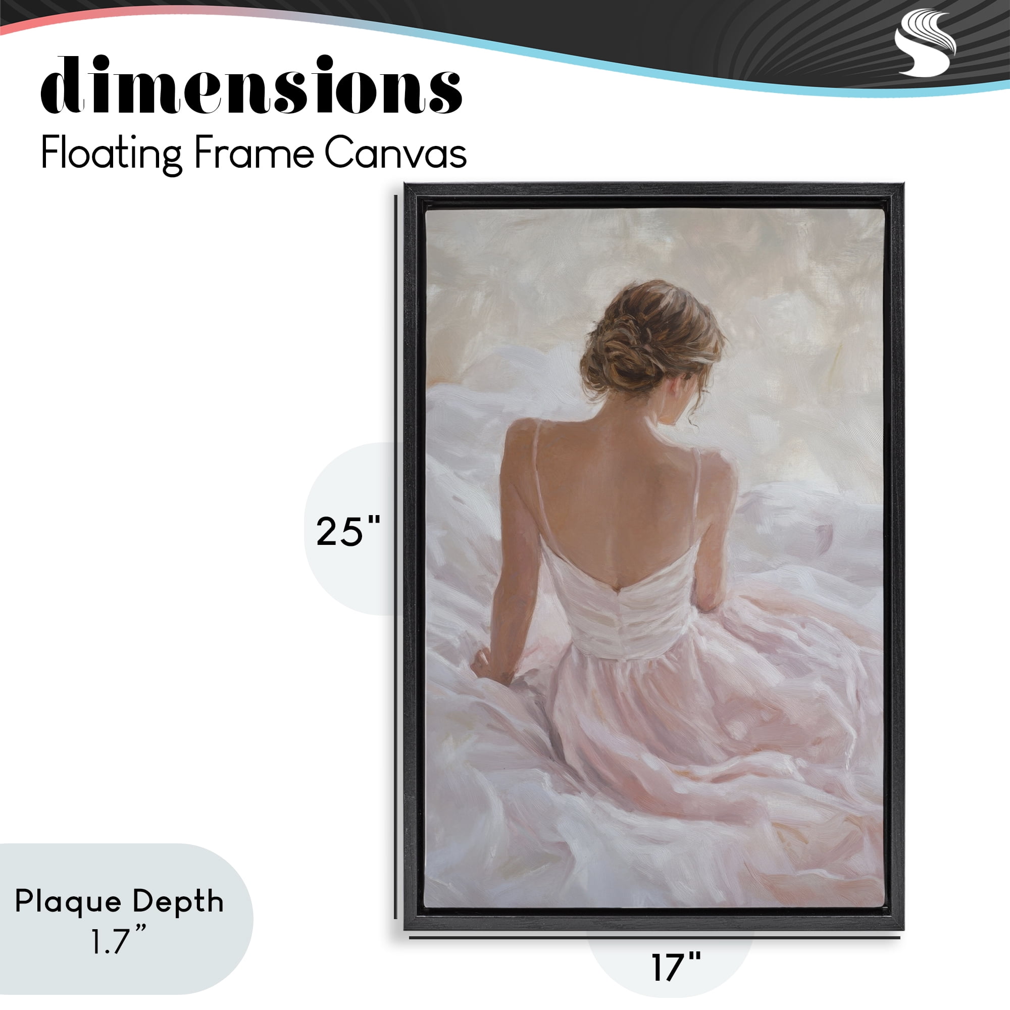Stupell Industries Quiet Reflection in Pastel Pink Black Framed Floater Canvas Wall Art, design by Petal Prints Design
