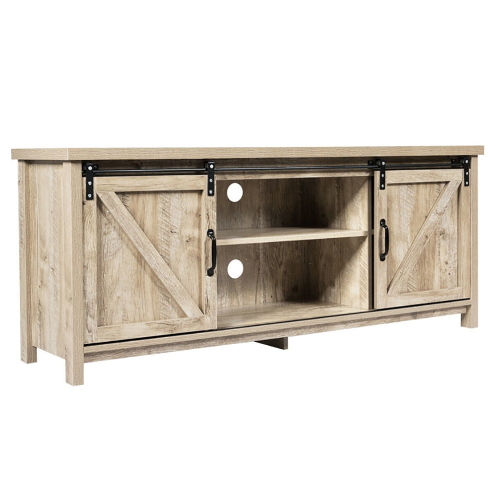 Finihen TV Stand, TV Cabinet, Media Center Console Cabinet with Sliding Barn Door, Entertainment Center for TV, Media Entertainment Center with Storage, for Living Room, Bedroom, Gray