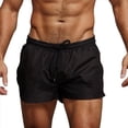 thumbnail image 3 of Bañador para Hombre de Secado Rápido con Bolsillos y Cremallera, Shorts de Baño con Forro de . Negro L, 3 of 10