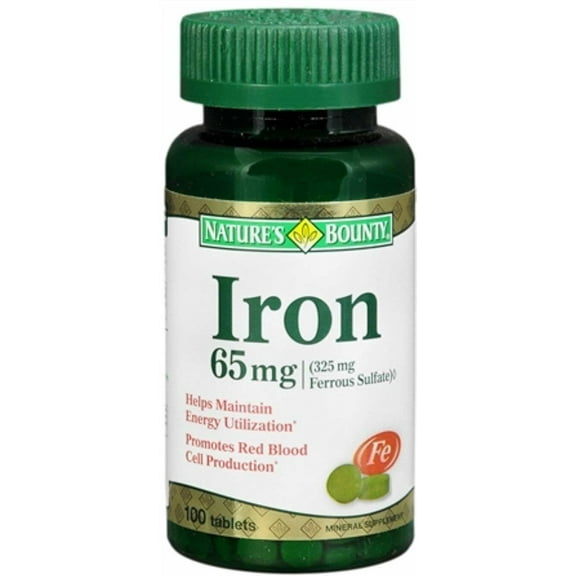 5 Pack - Nature's Bounty Iron 65 mg Tablets 100 Tablets Each