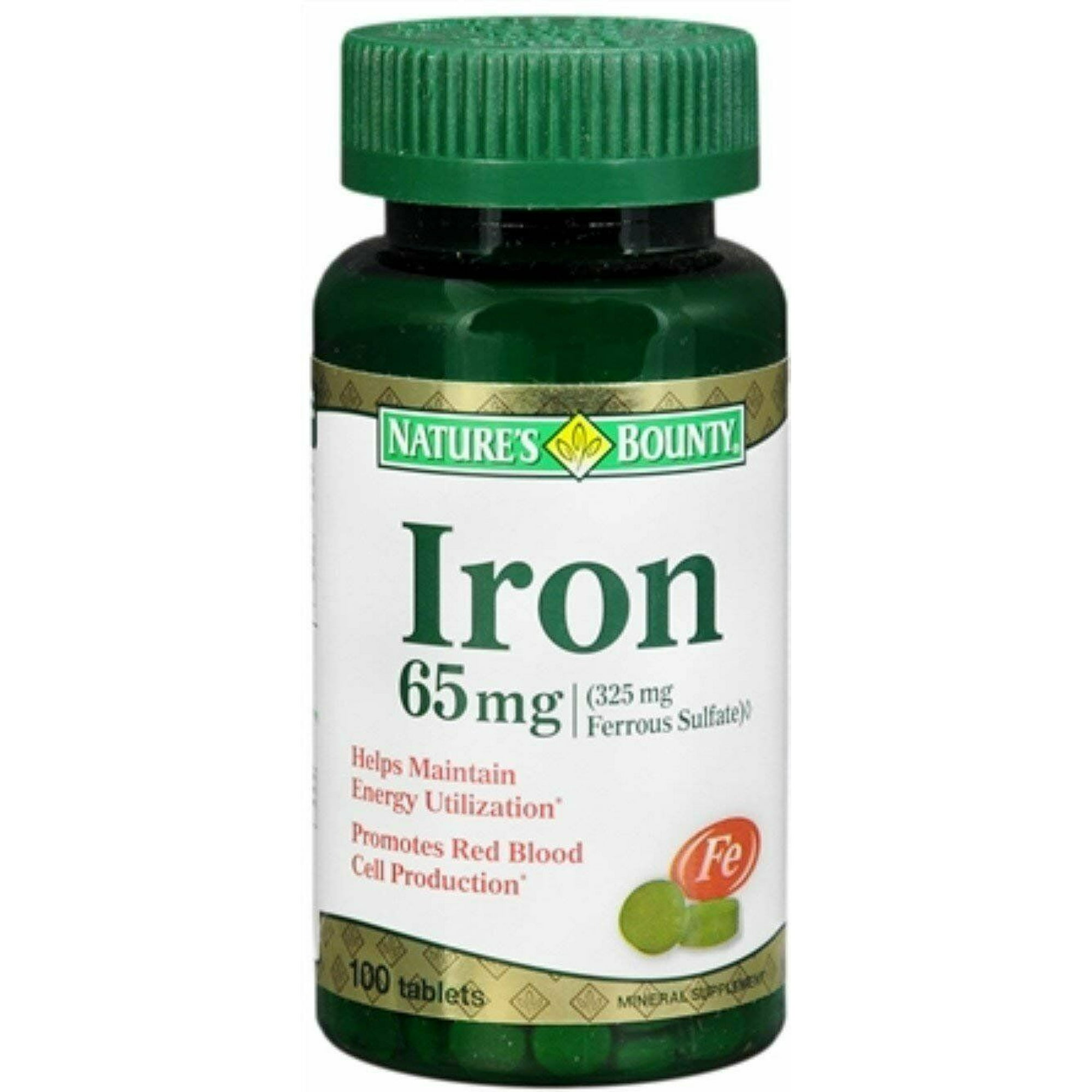 5 Pack - Nature's Bounty Iron 65 mg Tablets 100 Tablets Each