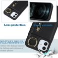 thumbnail image 5 of iPhone 12 Mini Case with Card Holder for Women, iPhone 12 Mini Phone Case Wallet with Credit Card with Ring Kickstand Zipper Shockproof Slim Stand Case for iPhone12mini - Black, 5 of 12