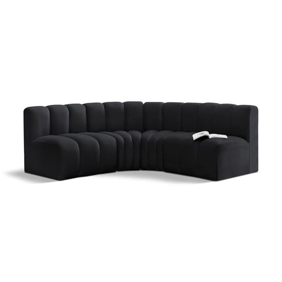 Meridian Furniture Arc Black Velvet Modular Sectional