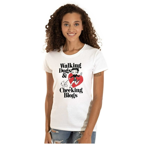 Betty Boop Funny Dogs and Blogs Cute Women's T Shirt Ladies Tee Brisco Brands M