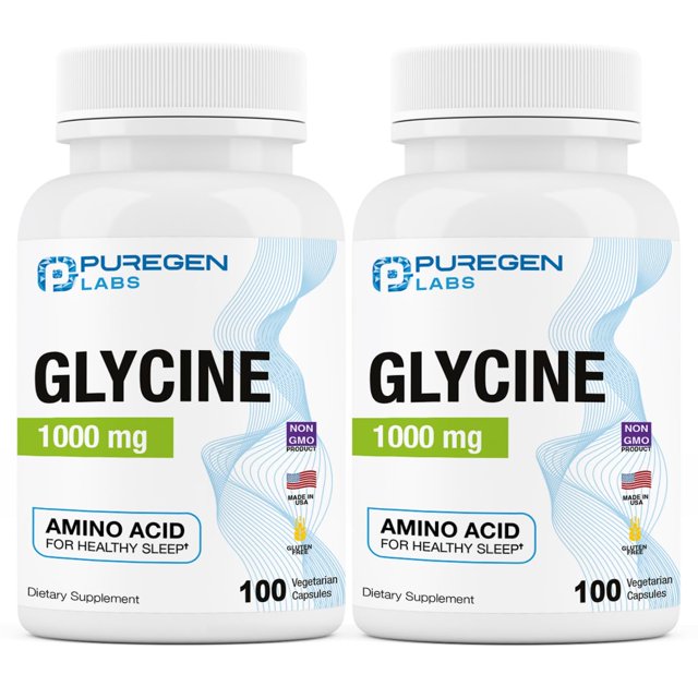Suplemento de glicina Puregen Labs, 1000 mg, 100 cápsulas vegetarianas