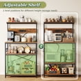 thumbnail image 5 of Amadwell Kitchen Bakers Rack with Power Outlets, 31.5 x 16.5 Inch Microwave Stand, Kitchen Storage Rack with 6 S-Shaped Hooks, Adjustable Middle Shelf, Coffee Bar Station, Rustic Brown, 5 of 9