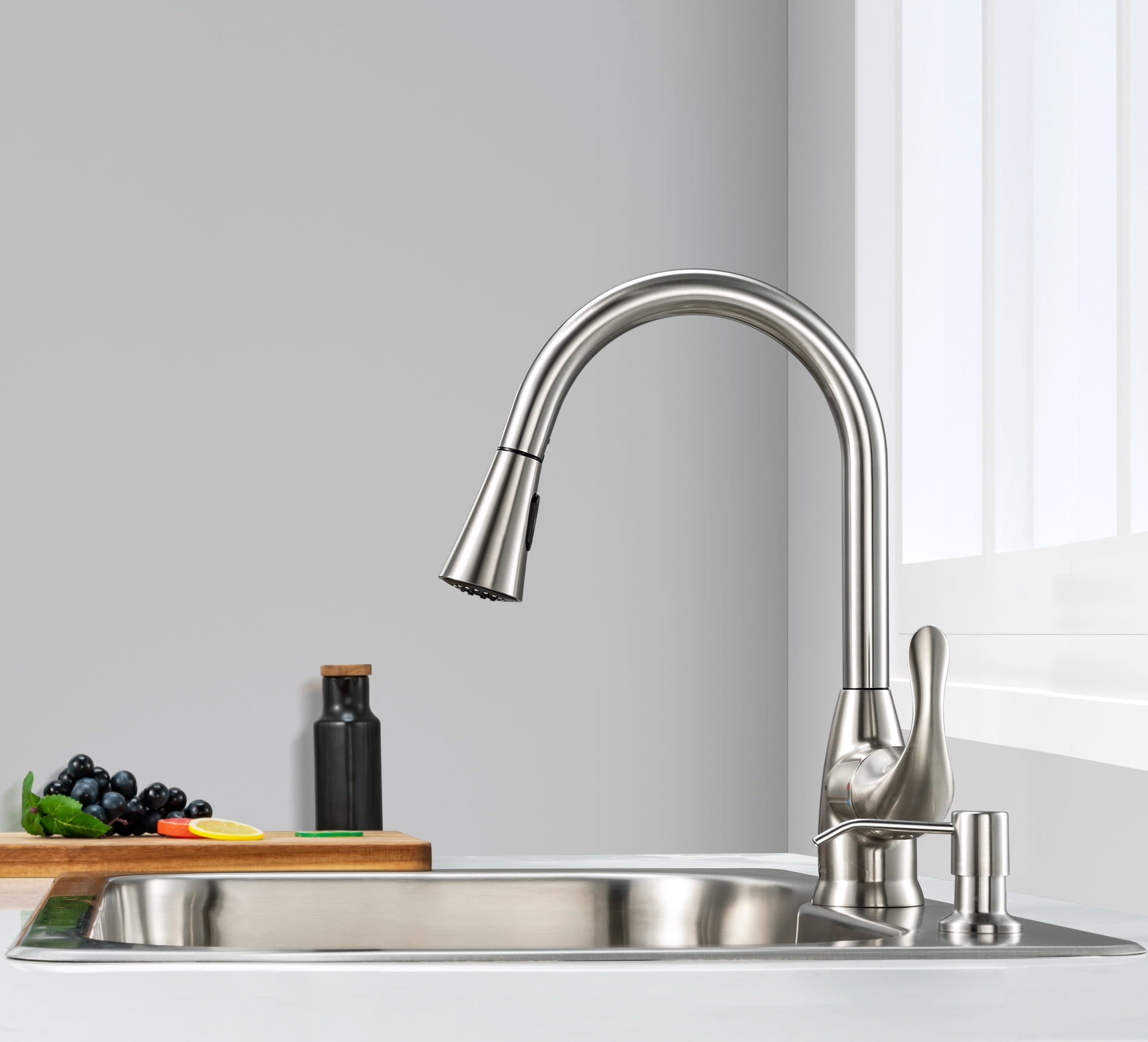 Waste Maid 33" Stainless Steel Single Bowl Sink Combo w/ Pull-Down  Faucet and 3/4 HP Disposer 60-WM-1000-75-D