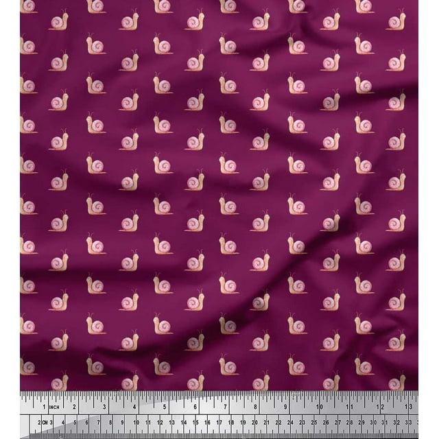 Soimoi Rayon Fabric Snail Insects Print Sewing Fabric Yard 56 Inch Wide