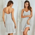 thumbnail image 5 of Clearance Women's Sling Lingerie V Neck Lace Trim Spaghetti Strap Nightdress,Knee Length Full Slip Nightgown Sexy Sleepwear Lace Chemise Babydoll Nightshirt Casual Lounge Dresses,S-XXL Gray, 5 of 7