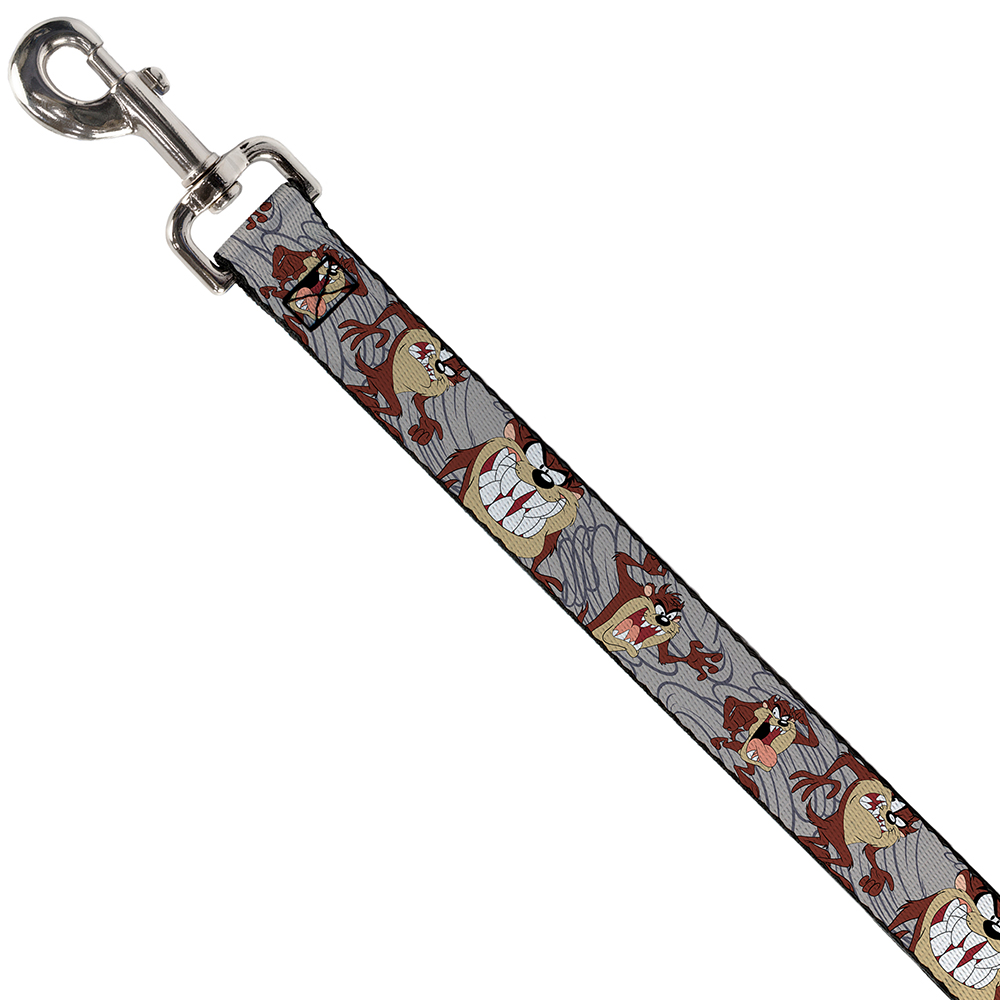 Looney Tunes Pet Leash, Dog Leash, Tasmanian Devil Expressions Gray Swirl, 4 Feet Long 1.0 Inch Wide