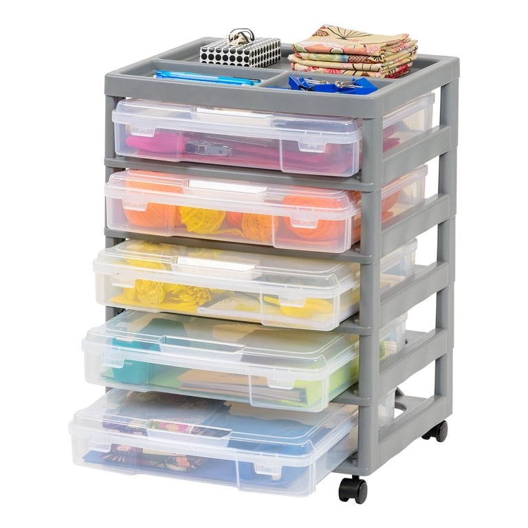 IRIS USA 5-Case Craft Storage Cart with Organizer Top photo 1