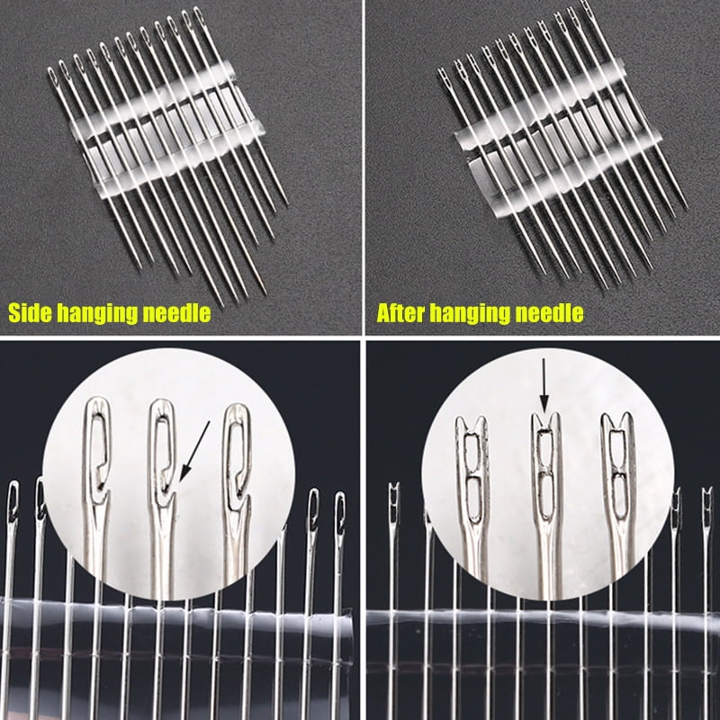 24Pcs//Set Portable Stainless Steel Self-threading Needles-Opening-Sewing Darning