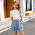 thumbnail image 6 of Taqqpue Girl's Denim Ruffle Skirts Mini Flared Pleated Toddler Jean Skorts with Shorts Underneath 2-12 Years, 6 of 7