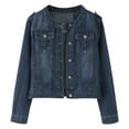 thumbnail image 2 of TrendOFT Womens Denim Jackets Distressed Ripped Long Sleeve Jean Jacket Fall Coats Blue XXL, 2 of 8