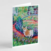 Carolines Treasures 7298GCA7P Corgi Footbridge Greeting Cards and Envelopes Pack of 8 7 x 5 multicolor