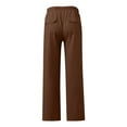 thumbnail image 5 of Bovemsi Casual Pants for Women Solid Color Loose Pockets Elastic Belt Waist Long Trousers for Travel, 5 of 6