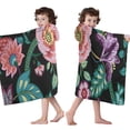thumbnail image 4 of Pioneer Flower Floral Print Pattern Hooded Bath Towel，50"x30" for Ages 3 To 12 Kids, Quick Dry Lightweight Soft Microfiber Hood Beach Towel Cover Up for Kids, 4 of 7