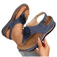 thumbnail image 3 of Wide Width Shoes for Women, Summer Shoes, Orthopedic Sandals for Women Flip Flops With Arch Support Comfortable Flower Wedge Sandals Casual Non Slip Back Strap Summer Beach Flip Flops, Navy 8.5, 3 of 8