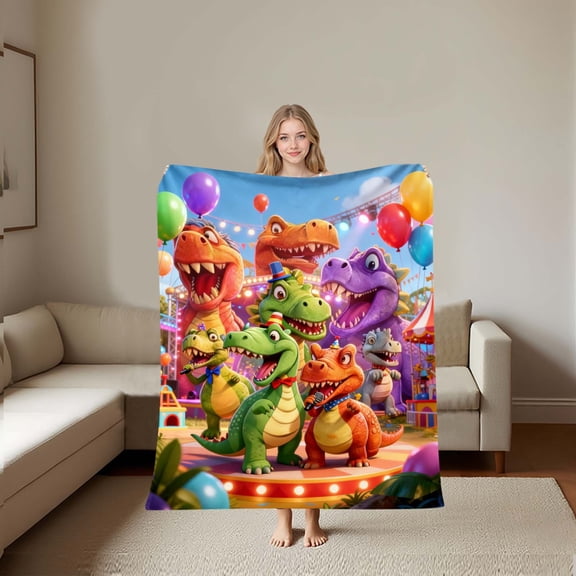 Blanket,Valentine’s Day Dinosaur Blanket Gifts for Boys Girls, 50"x40" HD Digital Print Flannel Dinosaur Throw, Soft Warm Fleece Blanket for Kids, Birthday & Valentine Gift