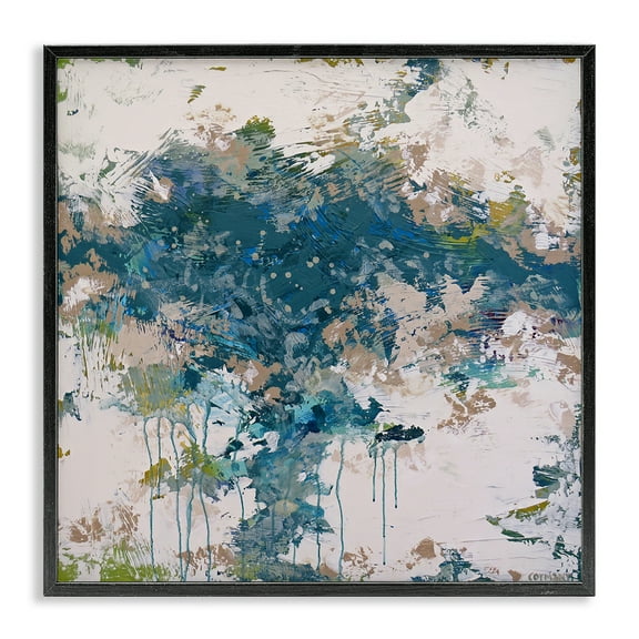 Stupell Industries Chaotic Paint Drip Abstract Abstract Painting Black Framed Art Print Wall Art, 12 x 12