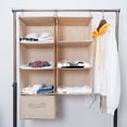 thumbnail image 5 of BrowQuartz Cotton Linen Hanging Closet Clothes Organizer Holder Bag Foldable Shelves Bedroom Dual Hooks Wardrobe Breathable Rack Beige 4 Layers, 5 of 6