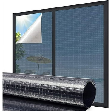 One Way Window Privacy Film See Out Not in Heat Blocker Window Tinting Film for Home Reflective Sun Blocking Window Tint Non-Adhesive Static Cling Glass Door Window Covering (17.5 x 78.7 Inch)