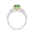 thumbnail image 2 of Angara Natural 0.85 Ct. Emerald with Diamond Vintage Inspired Ring in 14K White & Yellow Gold for Women (Ring Size: 12), 2 of 10