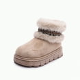 thumbnail image 7 of Linfrsh Toddler Snow Boots Kids Work Boots Boys Girls Side Zipper Lace Up Work Boots Combat Boots for Toddler Girl Beige,3, 7 of 7