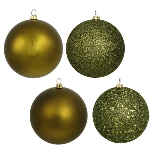Vickerman Boule Décorative 100 mm à 4 Finitions, Petite, Olive Foncé