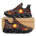 thumbnail image 1 of Zapatos planos con cordones de malla y suela suave con estampado de calavera en llamas para mujer, zapatillas antideslizantes de alta calidad para mujer., 1 of 6