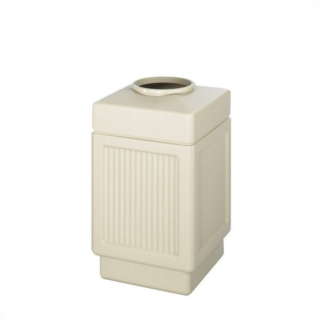 Scranton & Co Tan Recessed Panel - Top Open - 38 Gallon-Square Indoor Outdoor Receptacle