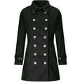 thumbnail image 3 of Trench Coat for women 2024 Winter Thick Double Breasted Notch Lapel long sleeve Wool Blend Pea Coat, 3 of 5